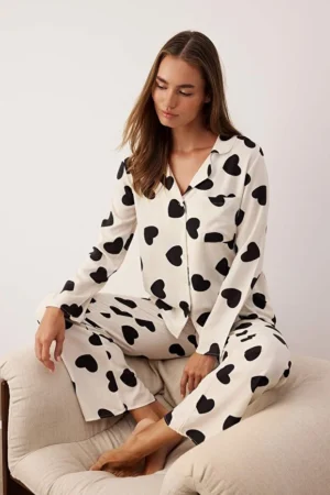 Ecru Heart Pajama Set