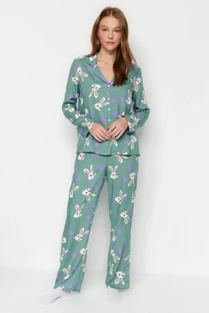 Rabbit Print Pajama Set
