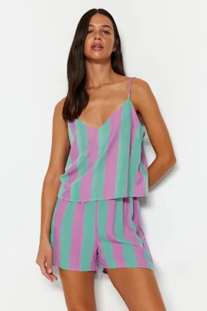 Striped Rope Strap Pajama Set