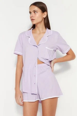 Piping Detail Shorts Pajama Set