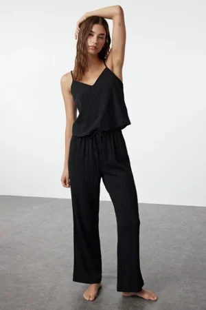 Lacing Detail Rope Strap Pajama Set