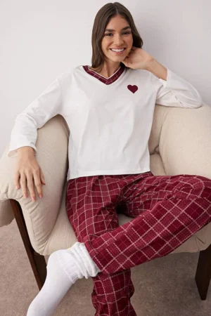 Heart Plaid Pajama Set