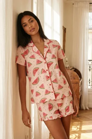 Ruffled Shorts Pajama Set