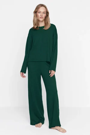 Emerald Green Ribbed Pajama Set