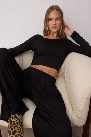 Black Viscose Pajama Set