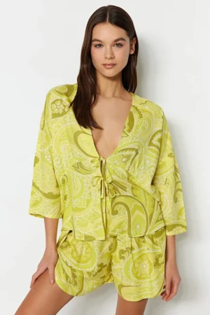 Bohemian Tie-Detail/Bow Pajama Set