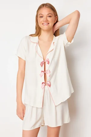 Ribbon-bow Shorts Pajama Set