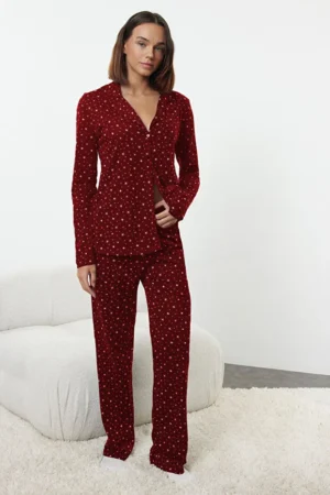 Burgundy 100% Cotton Pajama Set