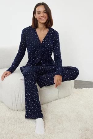 Navy 100% Cotton Pajama Set